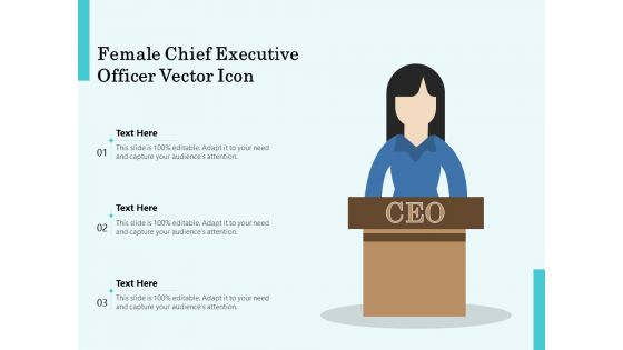 Female Chief Executive Officer Vector Icon Ppt PowerPoint Presentation File Pictures PDF