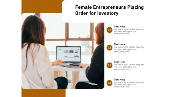 Female Entrepreneurs Placing Order For Inventory Ppt PowerPoint Presentation File Designs PDF