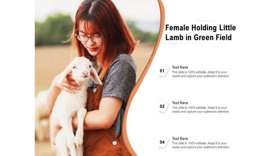 Female Holding Little Lamb In Green Field Ppt PowerPoint Presentation Gallery Influencers PDF