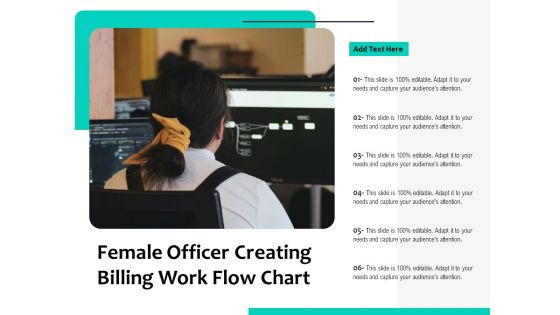 Female Officer Creating Billing Work Flow Chart Ppt PowerPoint Presentation Layouts Introduction PDF