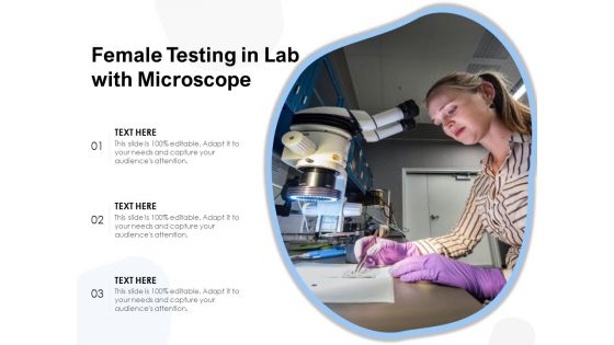 Female Testing In Lab With Microscope Ppt PowerPoint Presentation Show Slide Download PDF