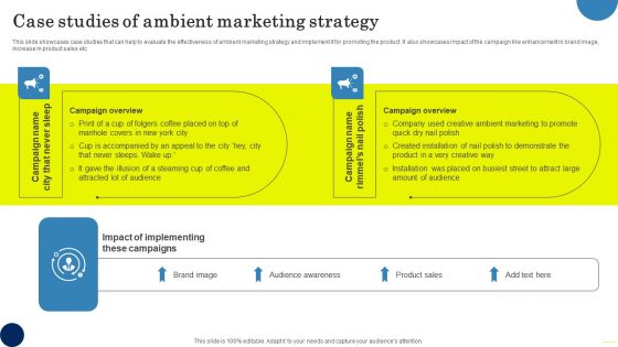 Field Marketing Strategies To Boost Product Sales Case Studies Of Ambient Marketing Strategy Ideas PDF