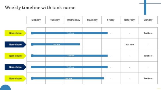 Field Marketing Strategies To Boost Product Sales Weekly Timeline With Task Name Elements PDF