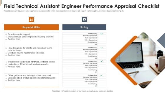 Field Technical Assistant Engineer Performance Appraisal Checklist Introduction PDF