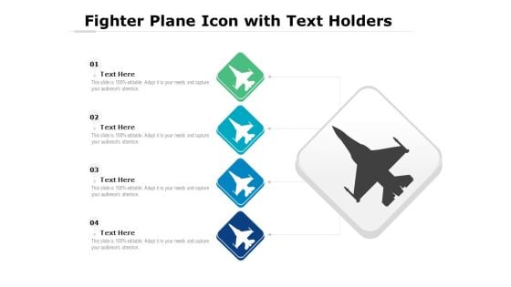 Fighter Plane Icon With Text Holders Ppt PowerPoint Presentation Icon Example File PDF