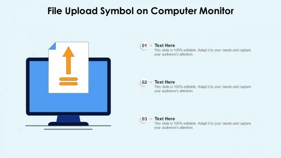 File Upload Symbol On Computer Monitor Ppt Slides Influencers PDF