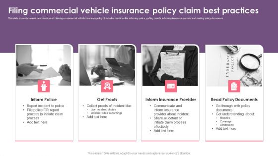 Filing Commercial Vehicle Insurance Policy Claim Best Practices Elements PDF