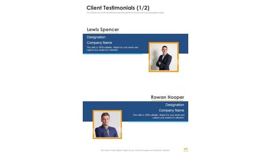 Film And Broadcasting Proposal Client Testimonials One Pager Sample Example Document