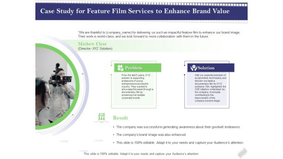 Film Branding Enrichment Case Study For Feature Film Services To Enhance Brand Value Slides PDF