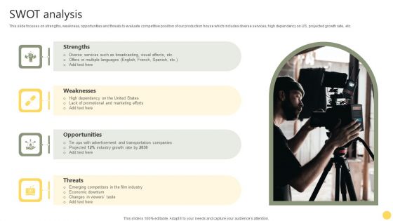 Film Making Firm Profile SWOT Analysis Ppt PowerPoint Presentation Gallery Templates PDF Film Making Firm Profile SWOT Analysis Ppt PowerPoint Presentation Gallery Templates PDF