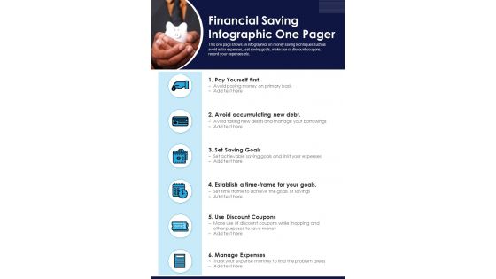 Finanacial Saving Infographic One Pager PDF Document PPT Template