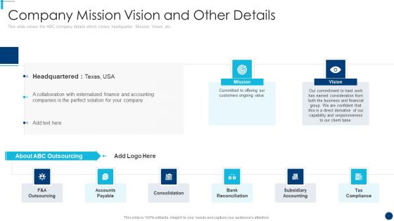 Finance And Accountancy BPO Company Mission Vision And Other Details Information PDF