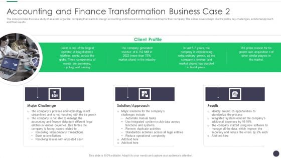 Finance And Accounting Online Conversion Plan Accounting And Finance Transformation Business Case Profile Sample PDF