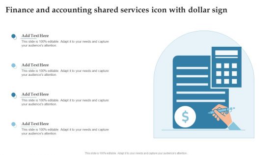 Finance And Accounting Shared Services Icon With Dollar Sign Ppt Infographic Template Background Images PDF