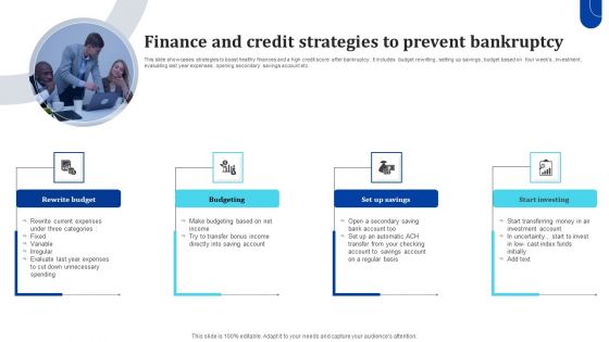 Finance And Credit Strategies To Prevent Bankruptcy Elements PDF