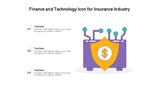 Finance And Technology Icon For Insurance Industry Ppt PowerPoint Presentation File Graphics Download PDF