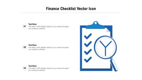 Finance Checklist Vector Icon Ppt PowerPoint Presentation Summary Examples PDF