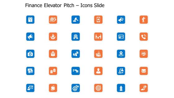 Finance Elevator Pitch Icons Slide Ppt PowerPoint Presentation Infographic Template Slideshow PDF