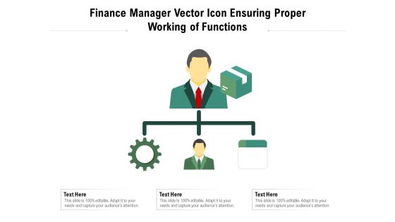 Finance Manager Vector Icon Ensuring Proper Working Of Functions Ppt PowerPoint Presentation Inspiration Ideas PDF