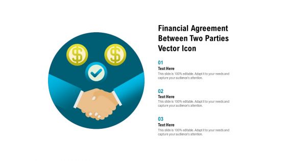 Financial Agreement Between Two Parties Vector Icon Ppt PowerPoint Presentation Styles Slide Portrait