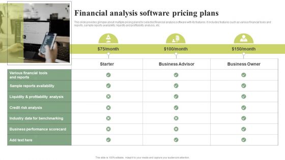 Financial Analysis Software Pricing Plans Effective Planning For Monetary Strategy Mockup PDF