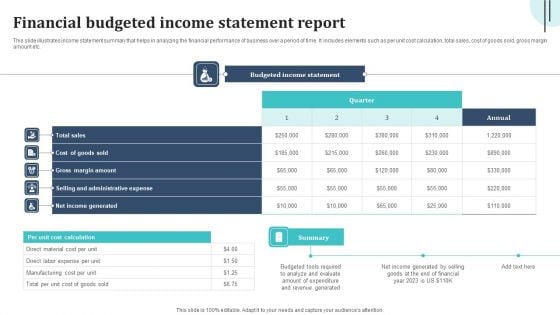 Financial Budgeted Income Statement Report Download PDF