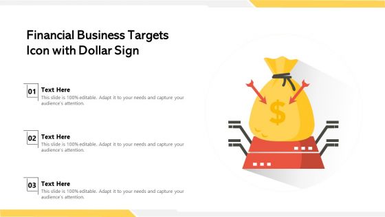 Financial Business Targets Icon With Dollar Sign Ppt Summary Inspiration PDF