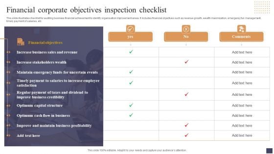 Financial Corporate Objectives Inspection Checklist Microsoft PDF