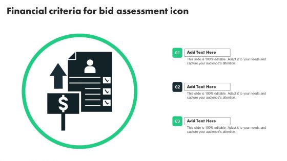 Financial Criteria For Bid Assessment Icon Ppt PowerPoint Presentation File Infographics PDF