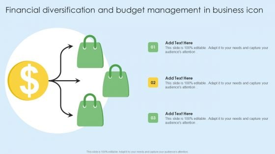 Financial Diversification And Budget Management In Business Icon Ideas PDF