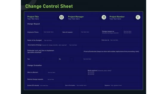 Financial Estimation Revamping Change Control Sheet Ppt Inspiration PDF