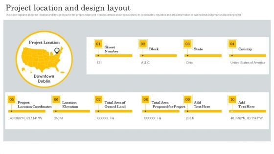 Financial Evaluation Report Project Location And Design Layout Clipart PDF