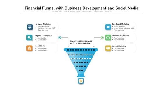 Financial Funnel With Business Development And Social Media Ppt PowerPoint Presentation Gallery Show PDF