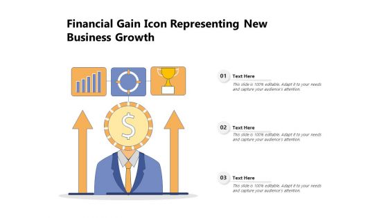 Financial Gain Icon Representing New Business Growth Ppt PowerPoint Presentation File Themes PDF