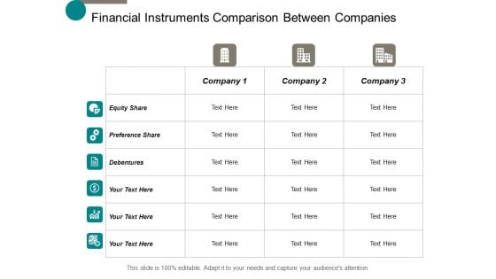 Financial Instruments Comparison Between Companies Ppt Powerpoint Presentation File Slide Portrait