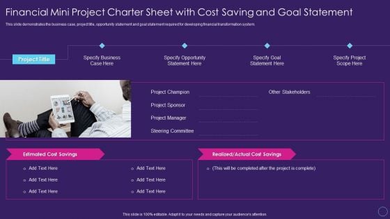 Financial Mini Project Charter Sheet Digital Transformation Toolkit Accounting Finance Information PDF