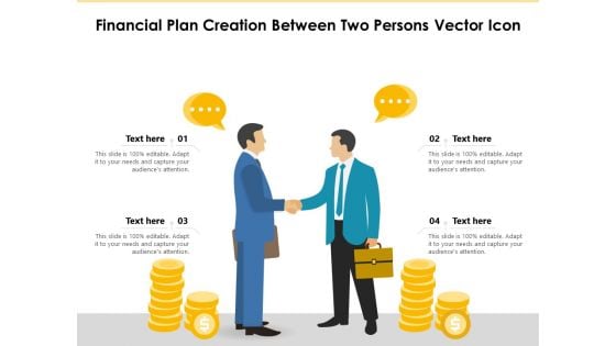 Financial Plan Creation Between Two Persons Vector Icon Ppt PowerPoint Presentation Ideas Design Ideas PDF