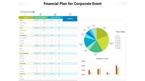 Financial Plan For Corporate Event Ppt PowerPoint Presentation Gallery Summary PDF