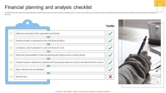 Financial Planning And Examination Plan For Small And Large Enterprises Financial Planning And Analysis Checklist Template PDF