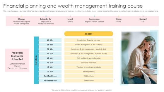 Financial Planning And Wealth Management Training Course Slides PDF