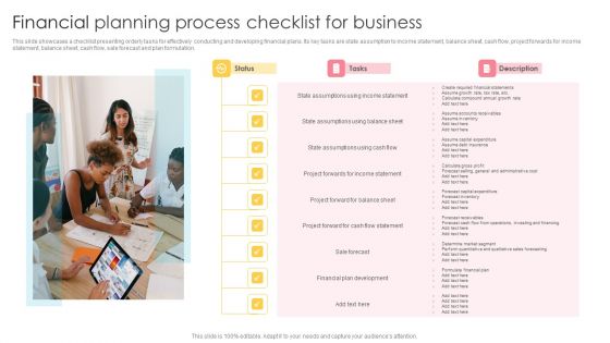 Financial Planning Process Checklist For Business Icons PDF