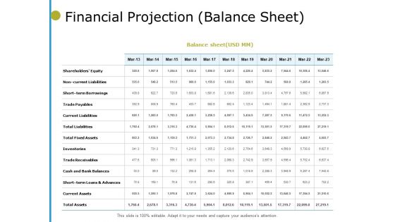 Financial Projection Balance Sheet Ppt PowerPoint Presentation File Graphics