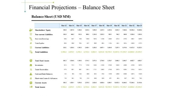 Financial Projections Balance Sheet Ppt PowerPoint Presentation Styles Grid