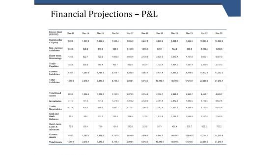 Financial Projections P And L Template 2 Ppt PowerPoint Presentation Show Example