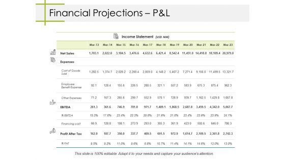 Financial Projections Pandl Ppt PowerPoint Presentation File Example File