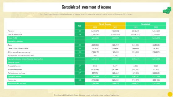 Financial Reporting To Analyze Consolidated Statement Of Income Sample PDF