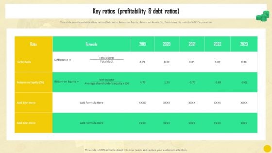 Financial Reporting To Analyze Key Ratios Profitability And Debt Ratios Clipart PDF