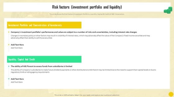 Financial Reporting To Analyze Risk Factors Investment Portfolio And Liquidity Portrait PDF