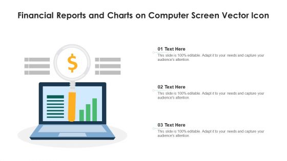 Financial Reports And Charts On Computer Screen Vector Icon Microsoft PDF