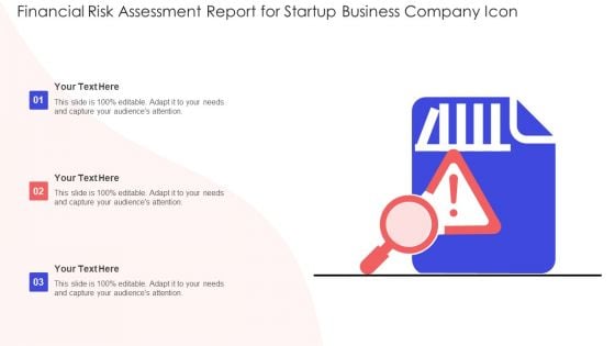 Financial Risk Assessment Report For Startup Business Company Icon Portrait PDF